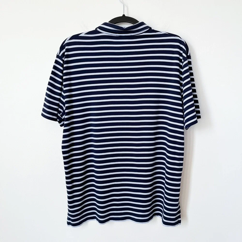 Polo Ralph Lauren Short Sleeve Striped Polo‎ Shirt Mens Large Navy Blue White